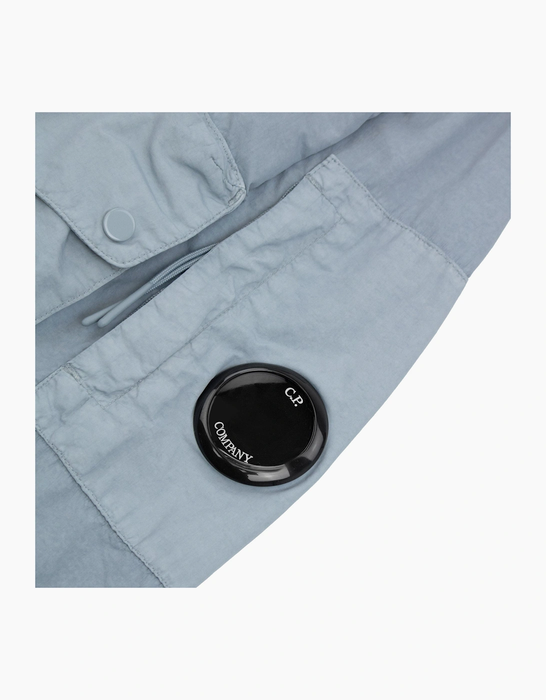 Cp Company Flatt Nylon Mixed Goggle Overshirt Silver Blue 809