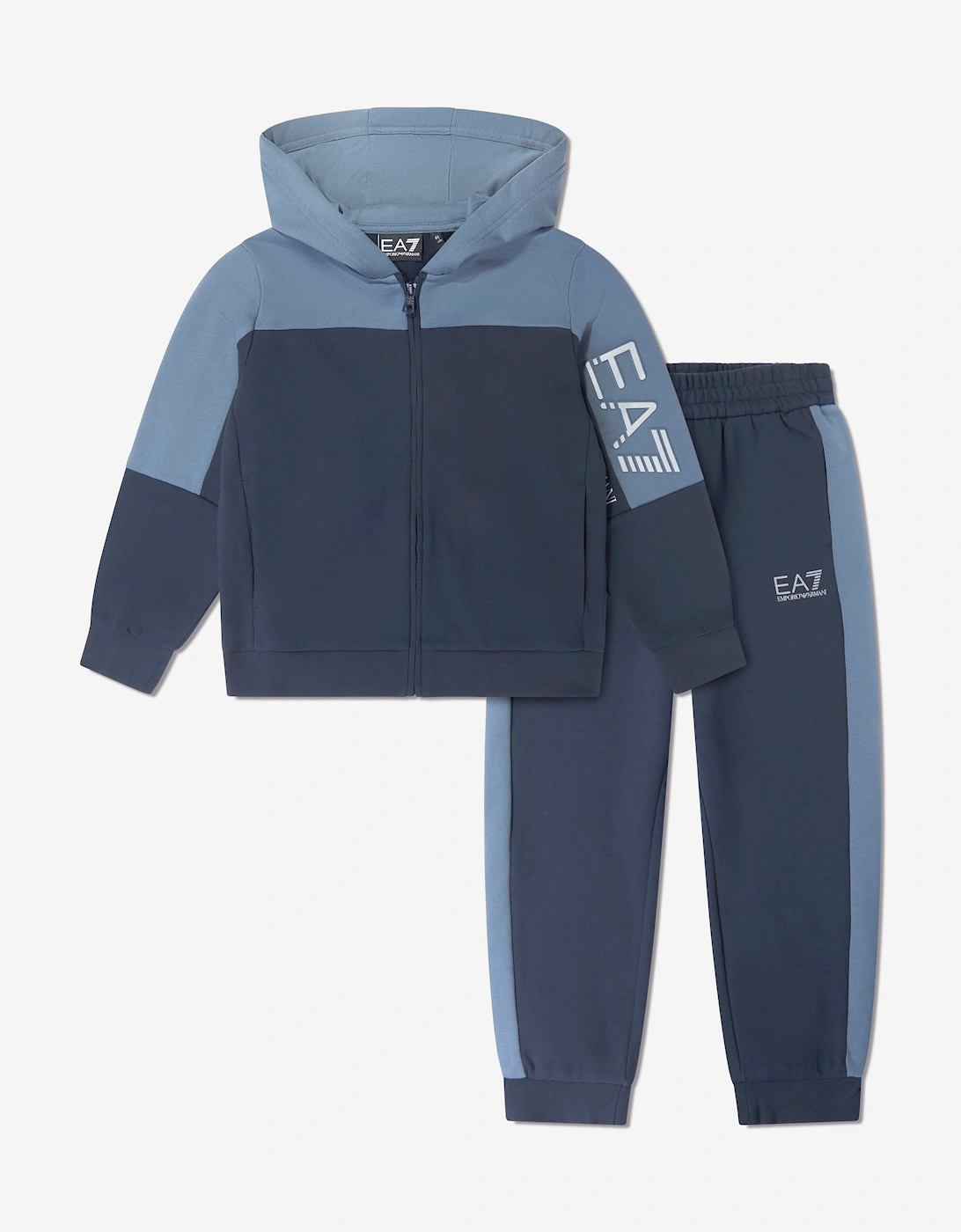 EA7 Emporio Armani Boys Train Athletic Colourblock Tracksuit in Navy