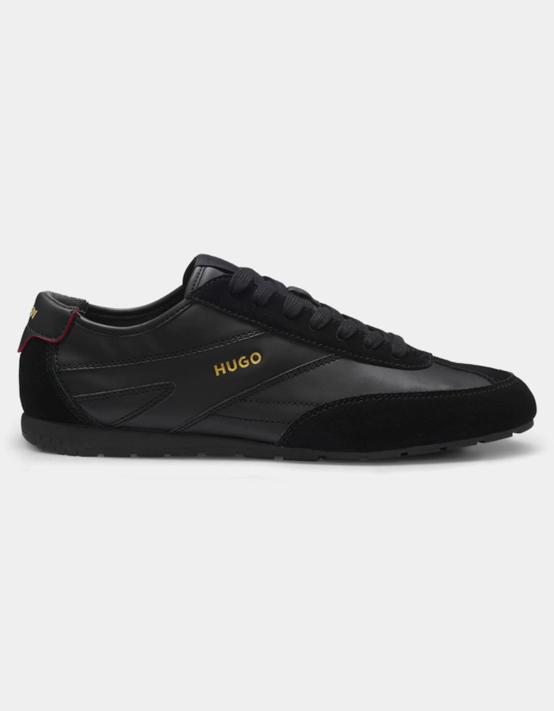 HUGO Lytton Mens Suede-paneled trainers with a retro silhouette - Black 007