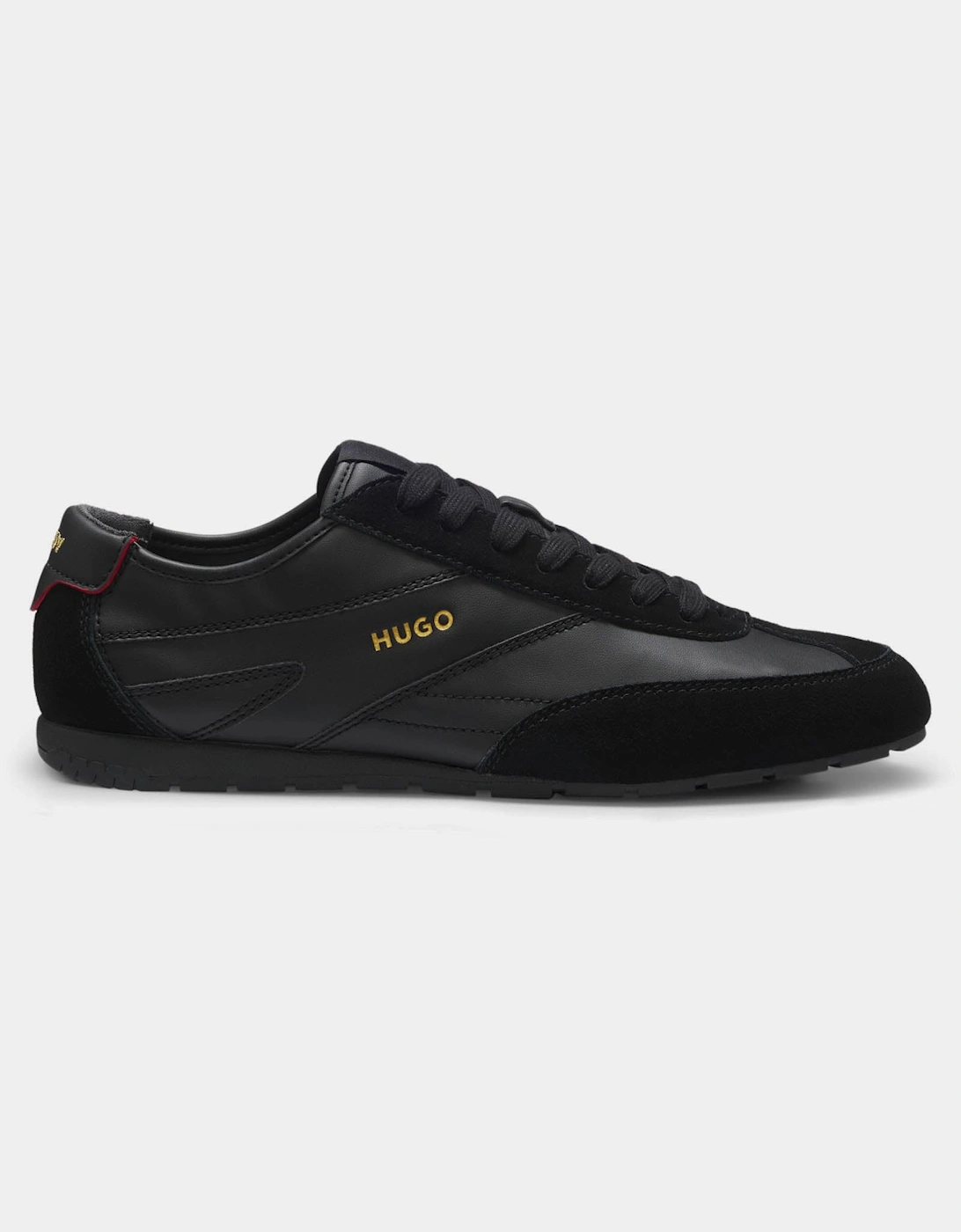 HUGO Lytton Mens Suede-paneled trainers with a retro silhouette - Black 007