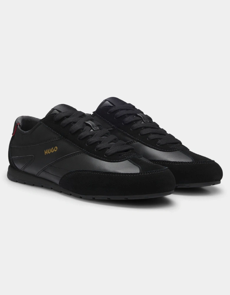 HUGO Lytton Mens Suede-paneled trainers with a retro silhouette - Black 007