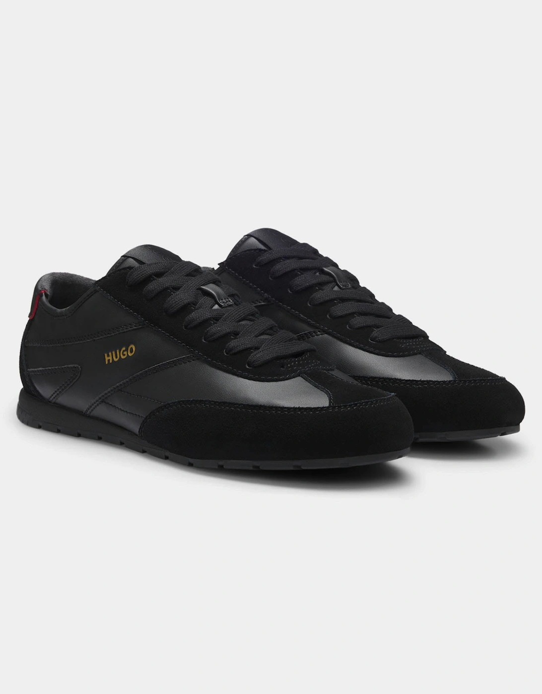 Men's HUGO Lytton Mens Suede-paneled trainers with a retro silhouette - Black 007 - Size: 11