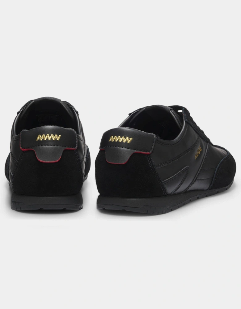 HUGO Lytton Mens Suede-paneled trainers with a retro silhouette - Black 007