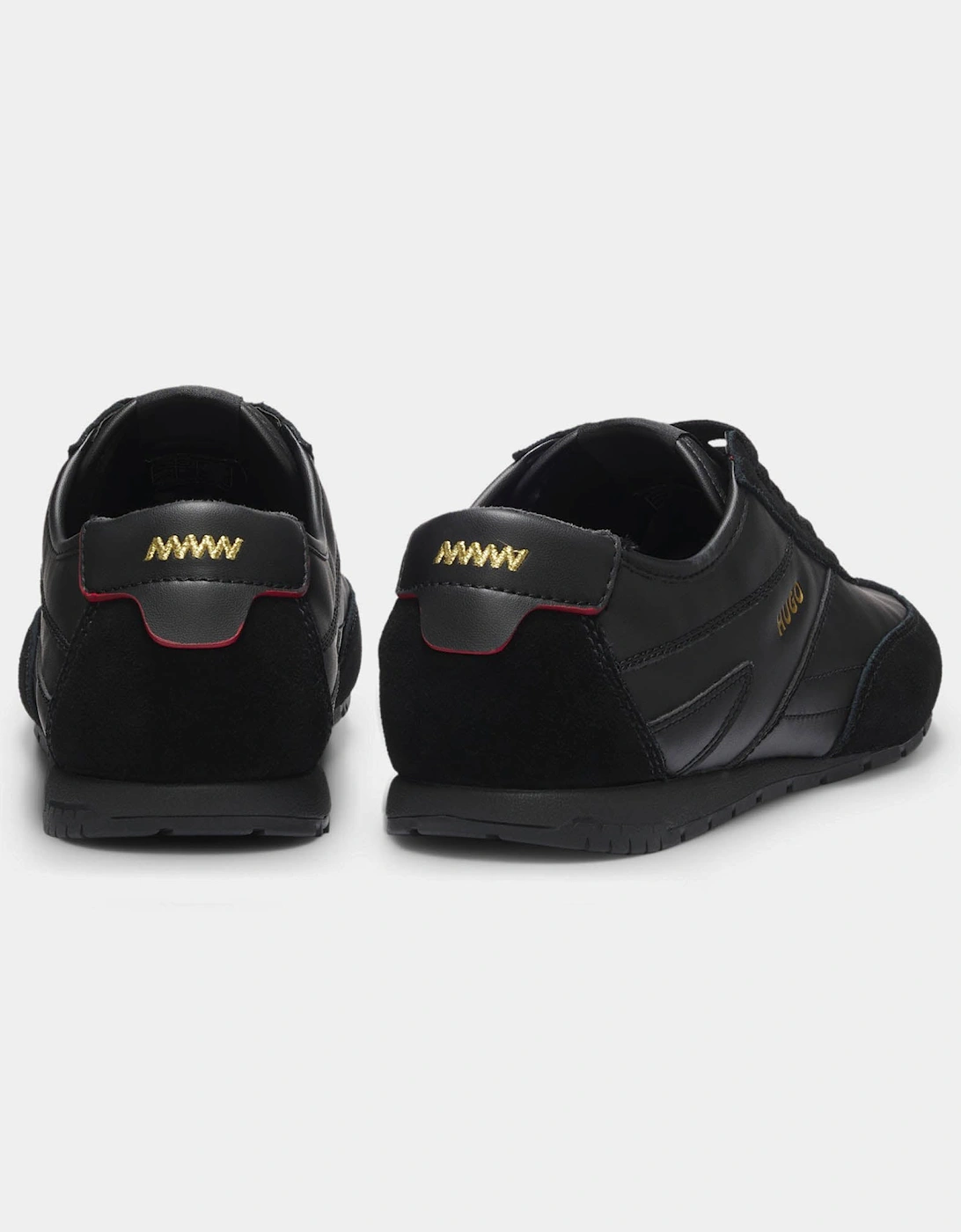 HUGO Lytton Mens Suede-paneled trainers with a retro silhouette - Black 007