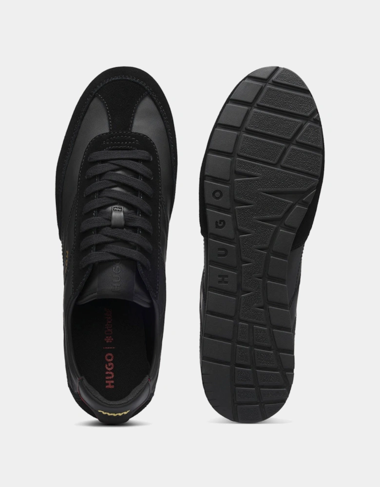HUGO Lytton Mens Suede-paneled trainers with a retro silhouette - Black 007