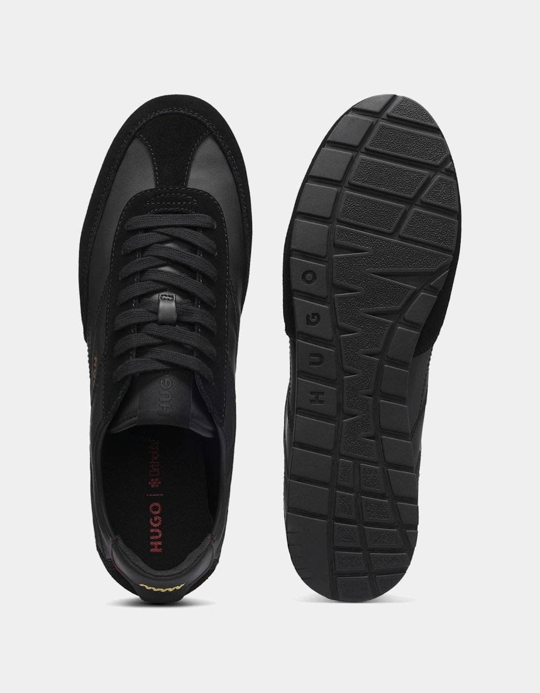 HUGO Lytton Mens Suede-paneled trainers with a retro silhouette - Black 007