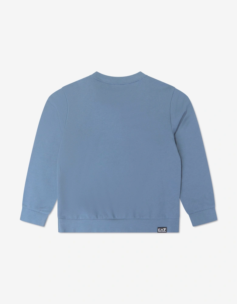 EA7 Emporio Armani Boys Train Oversize Logo Sweatshirt in Blue