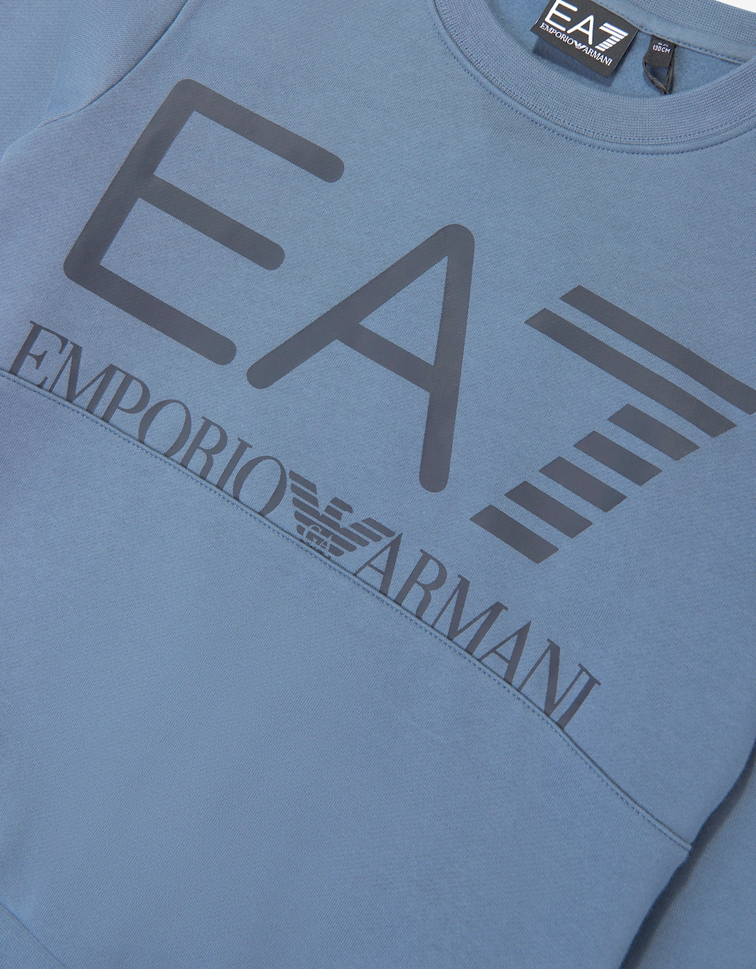 EA7 Emporio Armani Boys Train Oversize Logo Sweatshirt in Blue