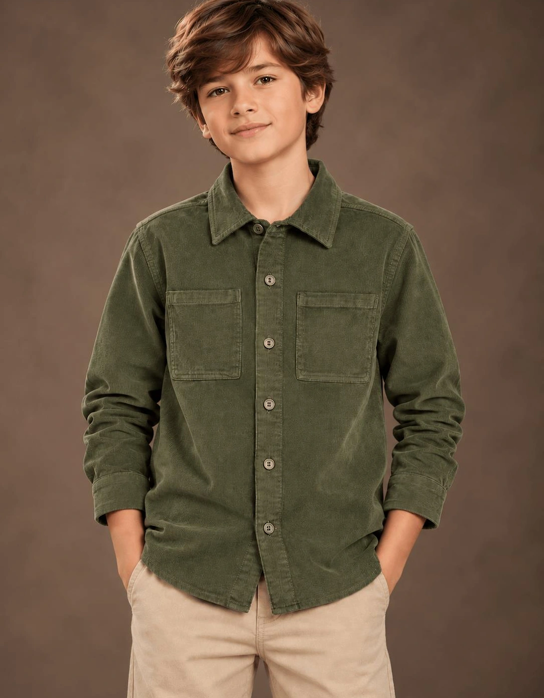 Childsplay Basics Boys Corduroy Shirt in Green