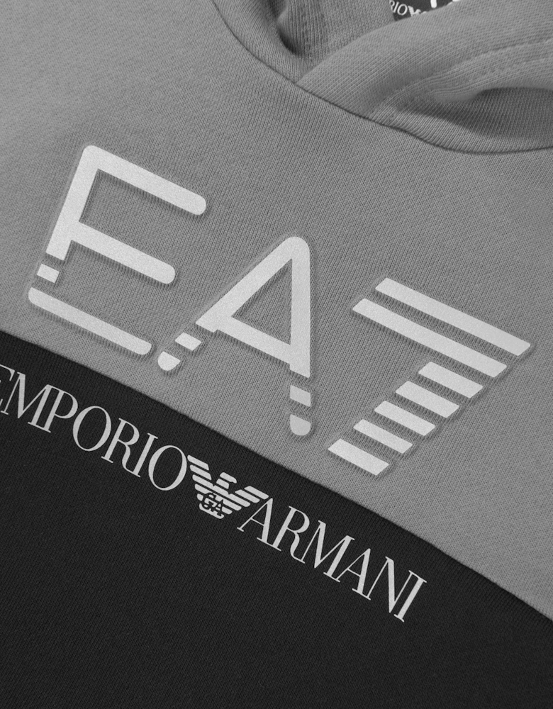 EA7 Emporio Armani Boys Train Athletic Colourblock Hoodie in Black