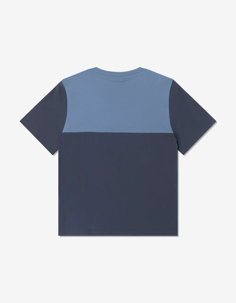 EA7 Emporio Armani Boys Train Athletic Colourblock T-Shirt in Navy