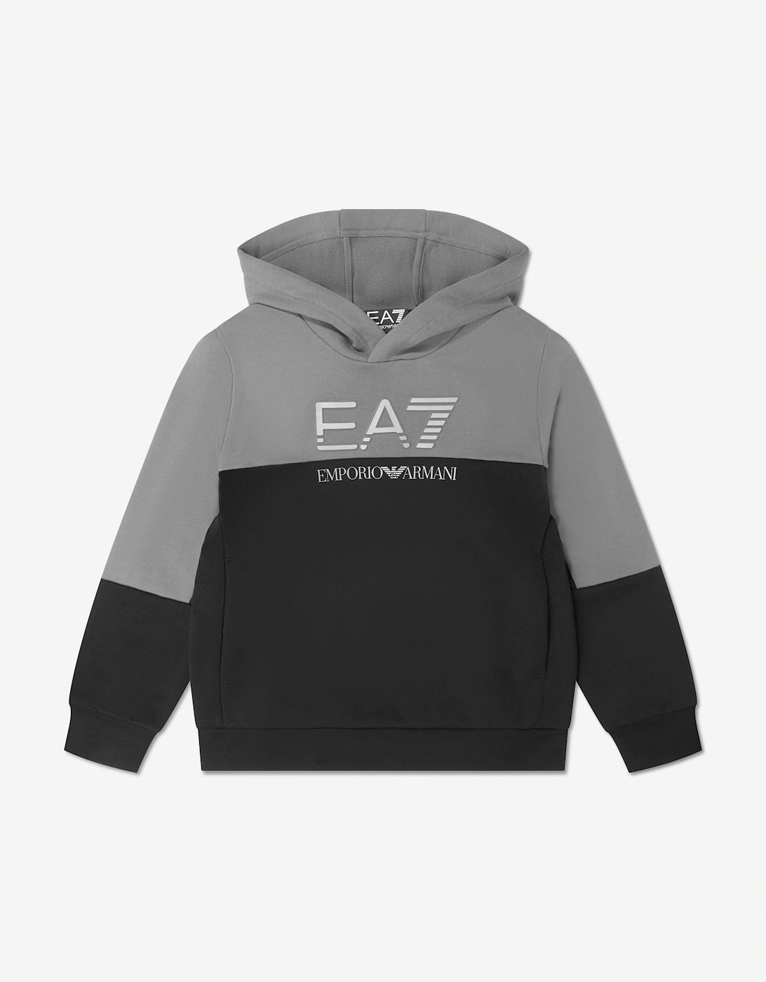 EA7 Emporio Armani Boys Train Athletic Colourblock Hoodie in Black