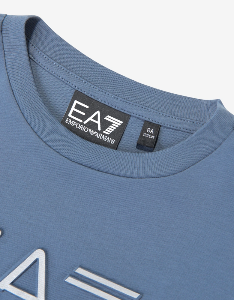 EA7 Emporio Armani Boys Train Athletic Colourblock T-Shirt in Navy