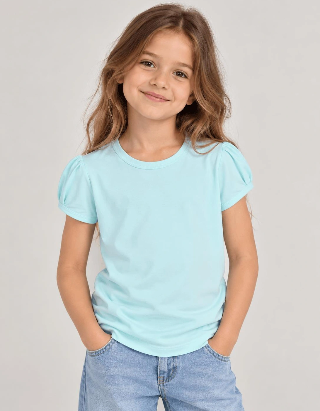 Childsplay Basics Girls Cotton T-Shirt in Blue