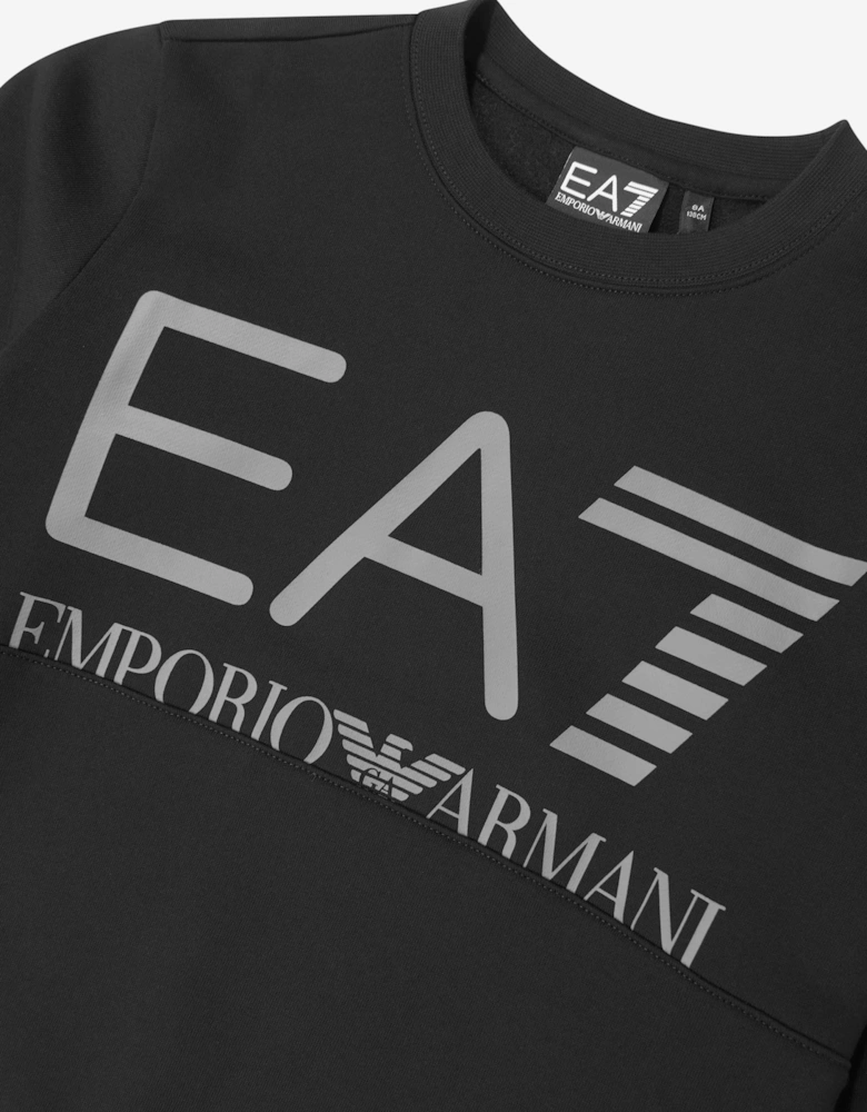 EA7 Emporio Armani Boys Train Oversize Logo Sweatshirt in Black