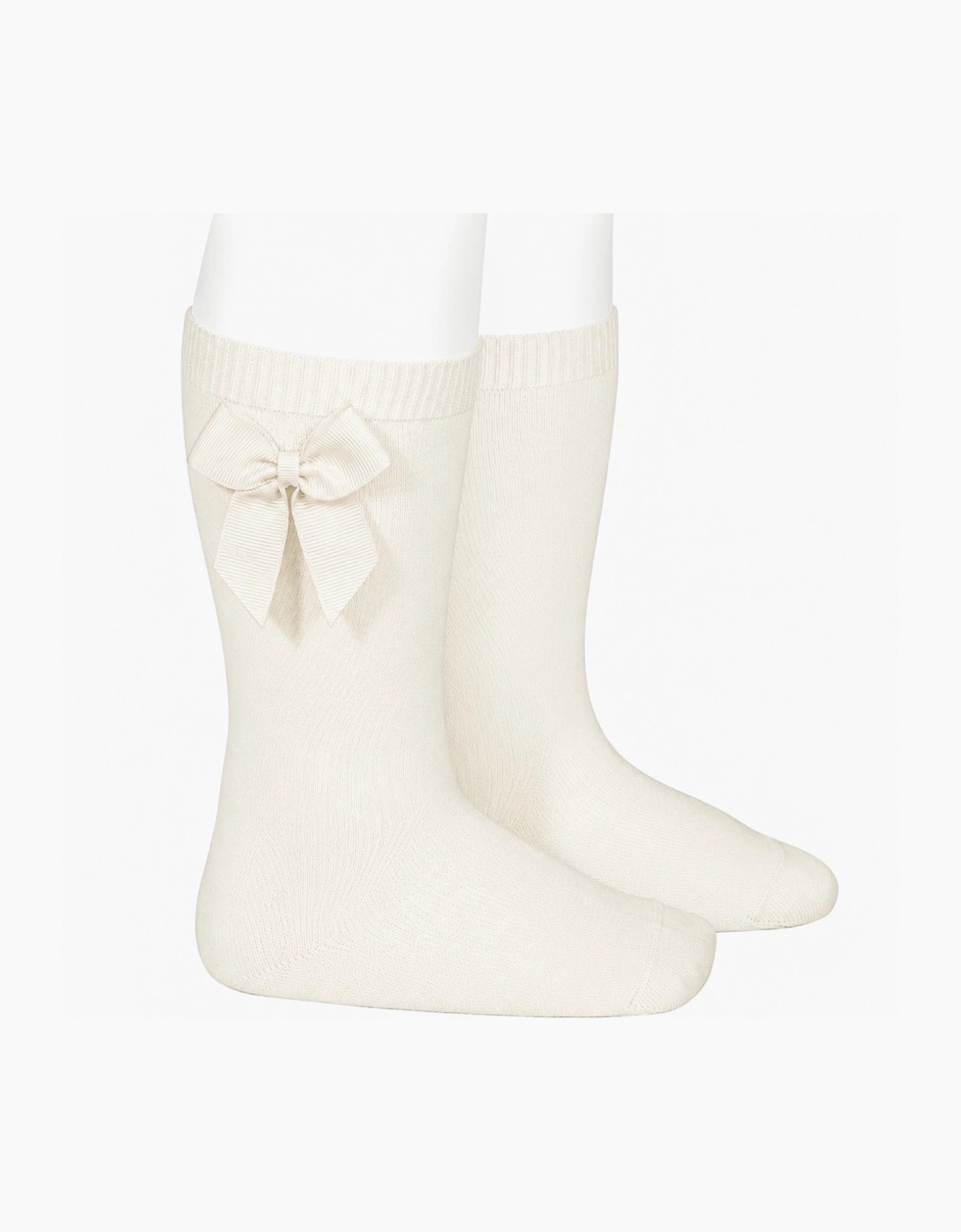 Girls Cream 303 Bow Knee Socks