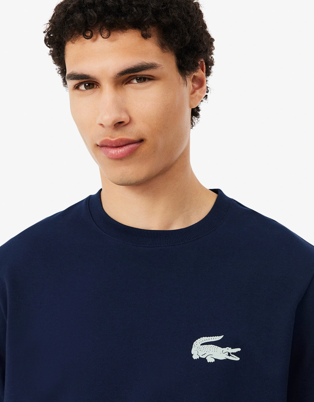 Lacoste Fleece Mens Lounge Hoodie - Navy Blue/White 525