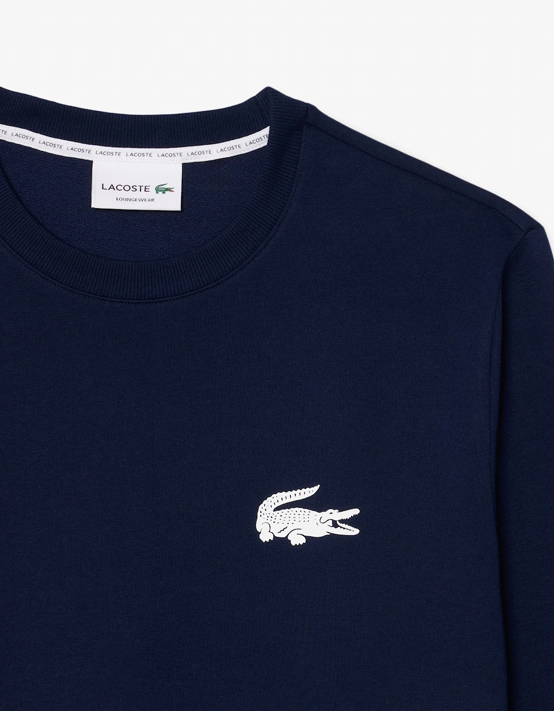 Lacoste Fleece Mens Lounge Hoodie - Navy Blue/White 525