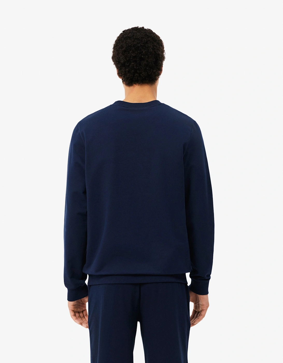 Lacoste Fleece Mens Lounge Hoodie - Navy Blue/White 525