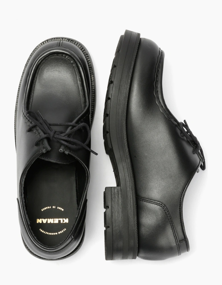 Kleman Tambour Leather Men's Black Lace-Up Shoes
