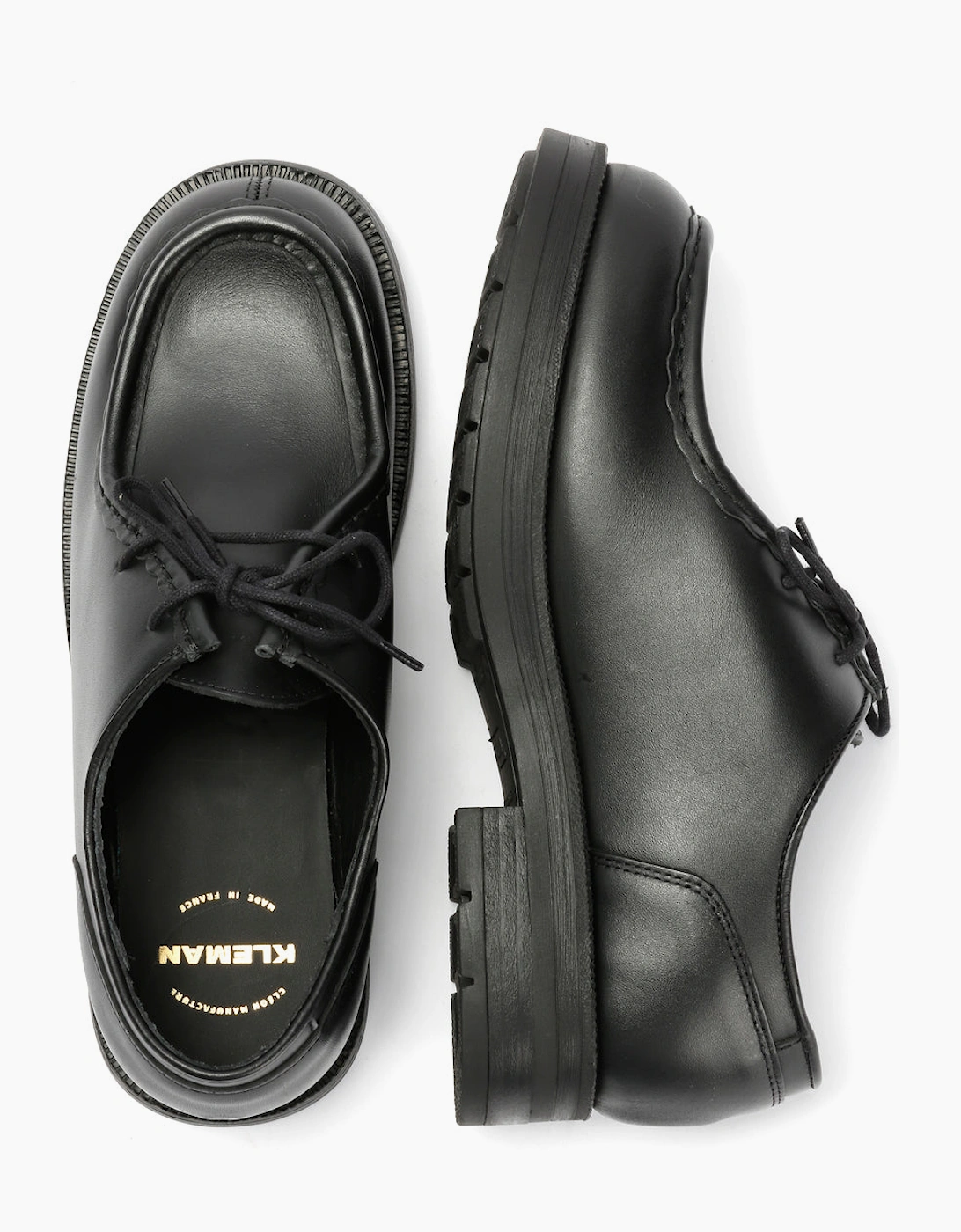 Kleman Tambour Leather Men's Black Lace-Up Shoes