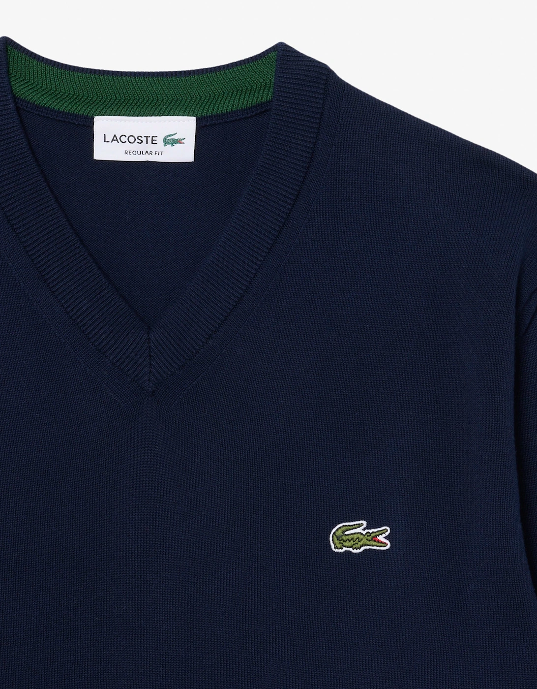 Lacoste Monochrome Jersey Mens V Neck Sweater - Navy Blue 166