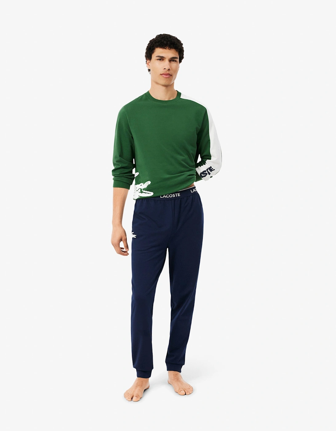 Lacoste Fleece Mens Loungewear Pants - Navy Blue/White 525
