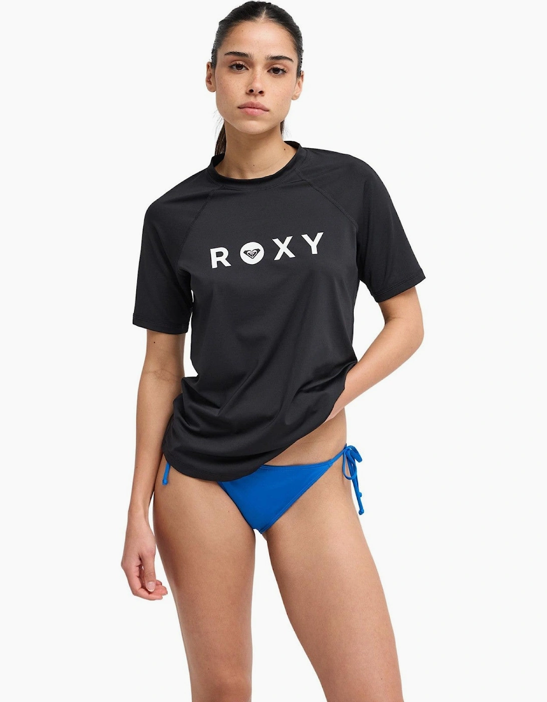 Women's Roxy Womens Essential Lycra Short Sleeve Rash Vest - Black/Grey - Size: 18
