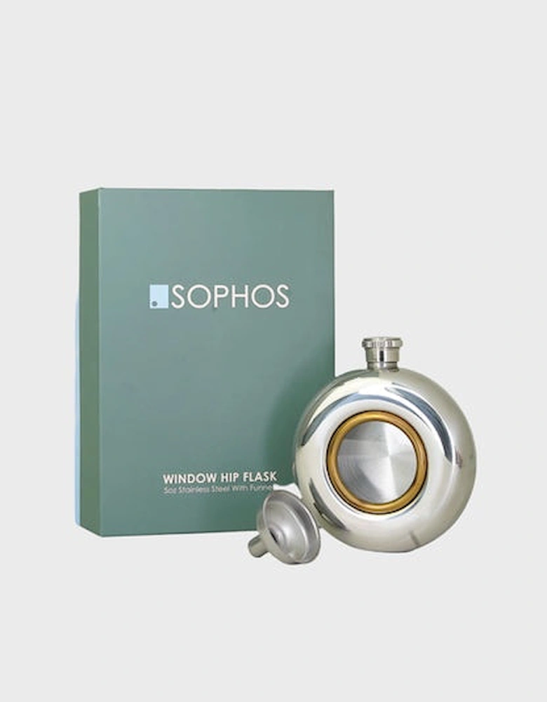 Sophos 5oz Hip Flask with Window - Stainless Steel