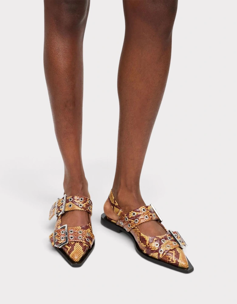 Feminine Buckle Ballet Flats Buckthorn Brown