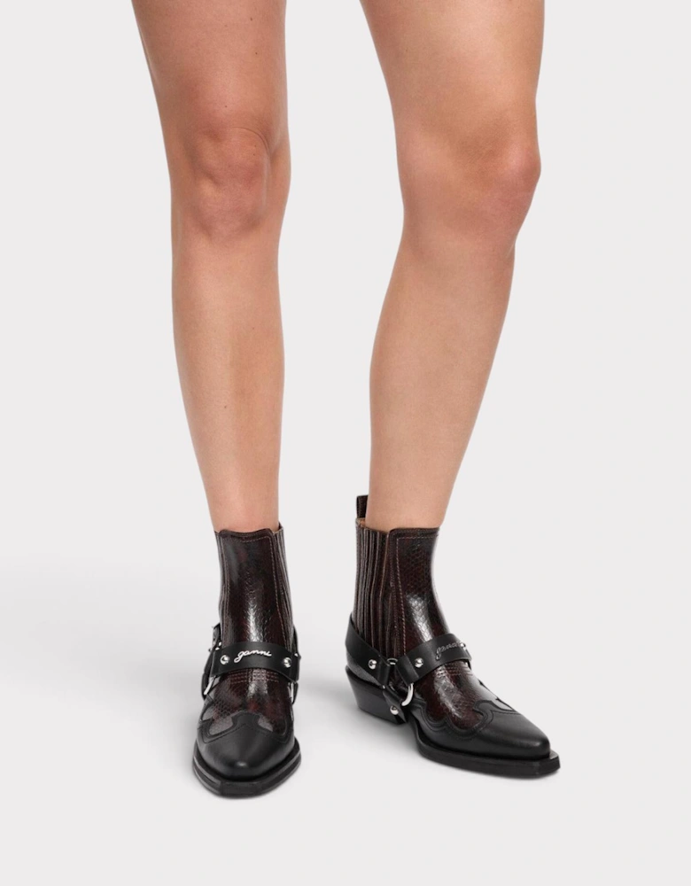 Low Cut Western Chelsea Cowboy Boots Dark Burgundy