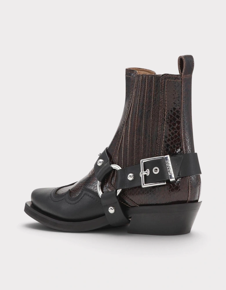 Low Cut Western Chelsea Cowboy Boots Dark Burgundy