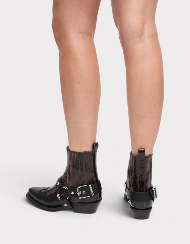 Low Cut Western Chelsea Cowboy Boots Dark Burgundy