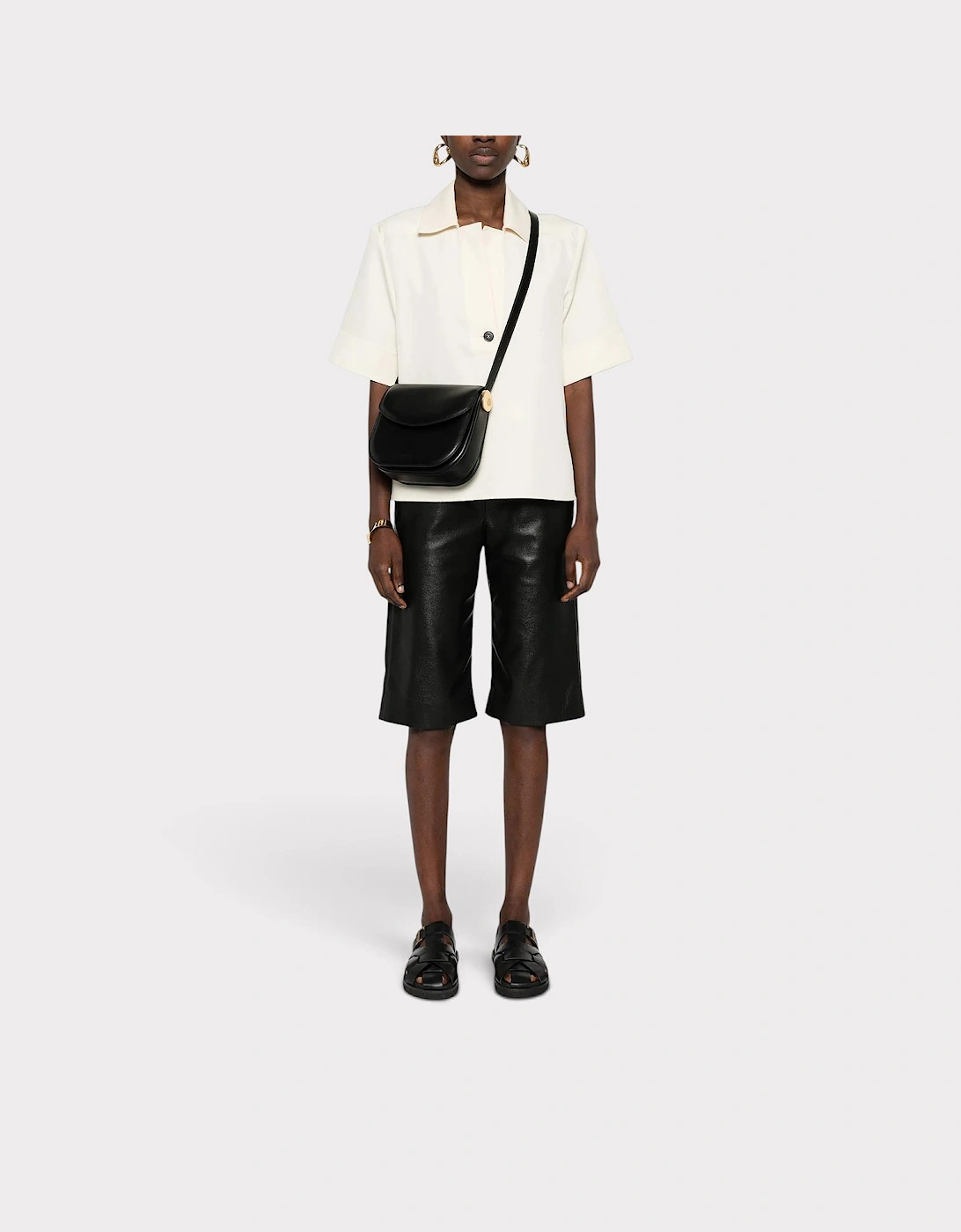 Medium Coin Leather Crossbody Bag Black