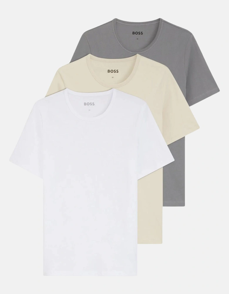 BOSS 3-Pack Cotton T-Shirts White Beige Grey