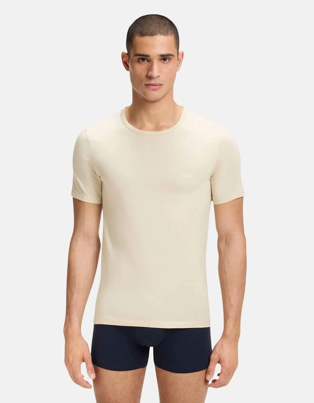 BOSS 3-Pack Cotton T-Shirts White Beige Grey