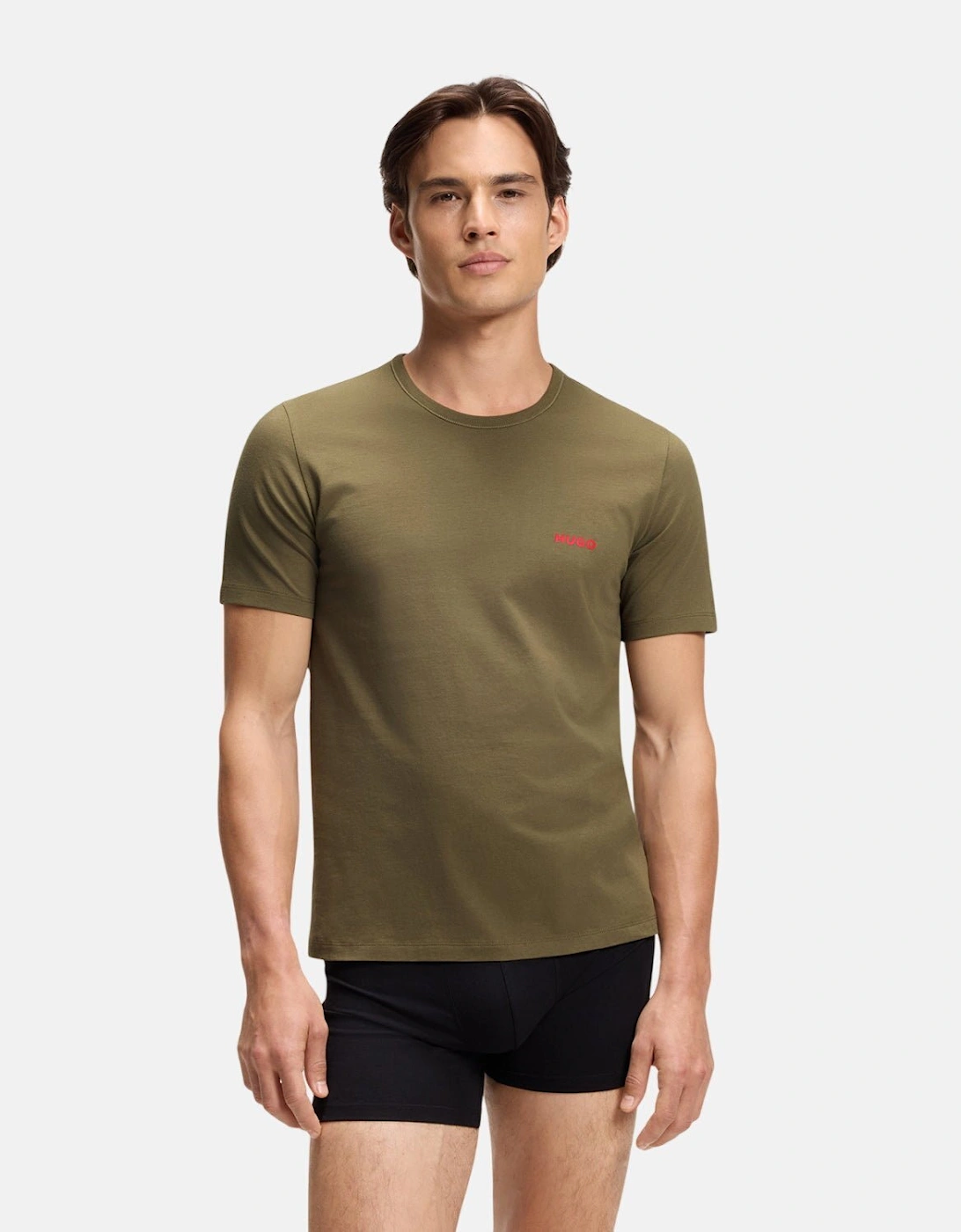 HUGO 3-Pack Cotton T-Shirts Black Grey Green