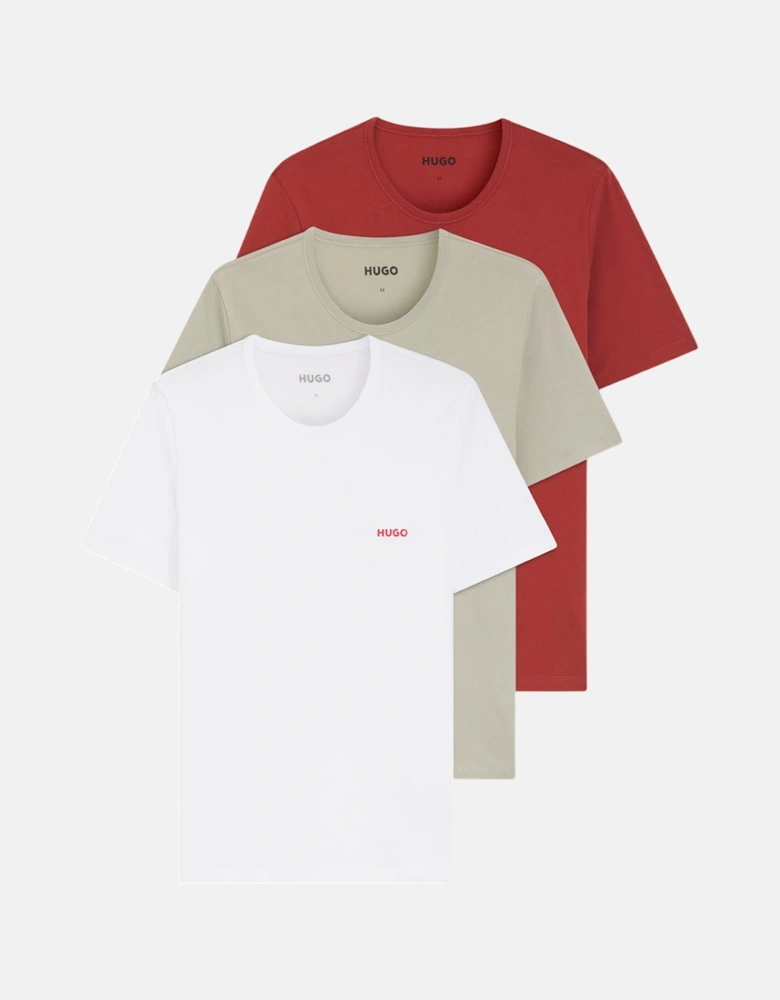 HUGO 3-Pack Cotton T-Shirts White Beige Red