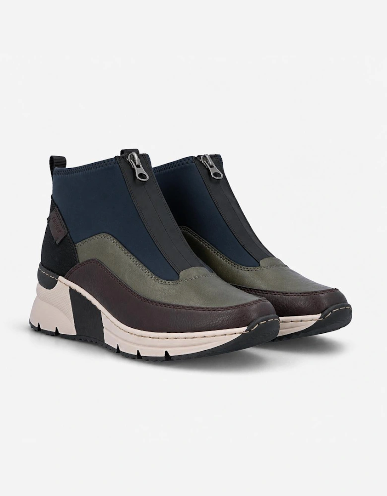 Rieker N6352 Womens Ankle Boots Black/Navy