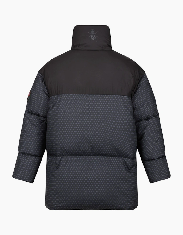 Solid Snap Button Puffer Jacket with Woven Cuff