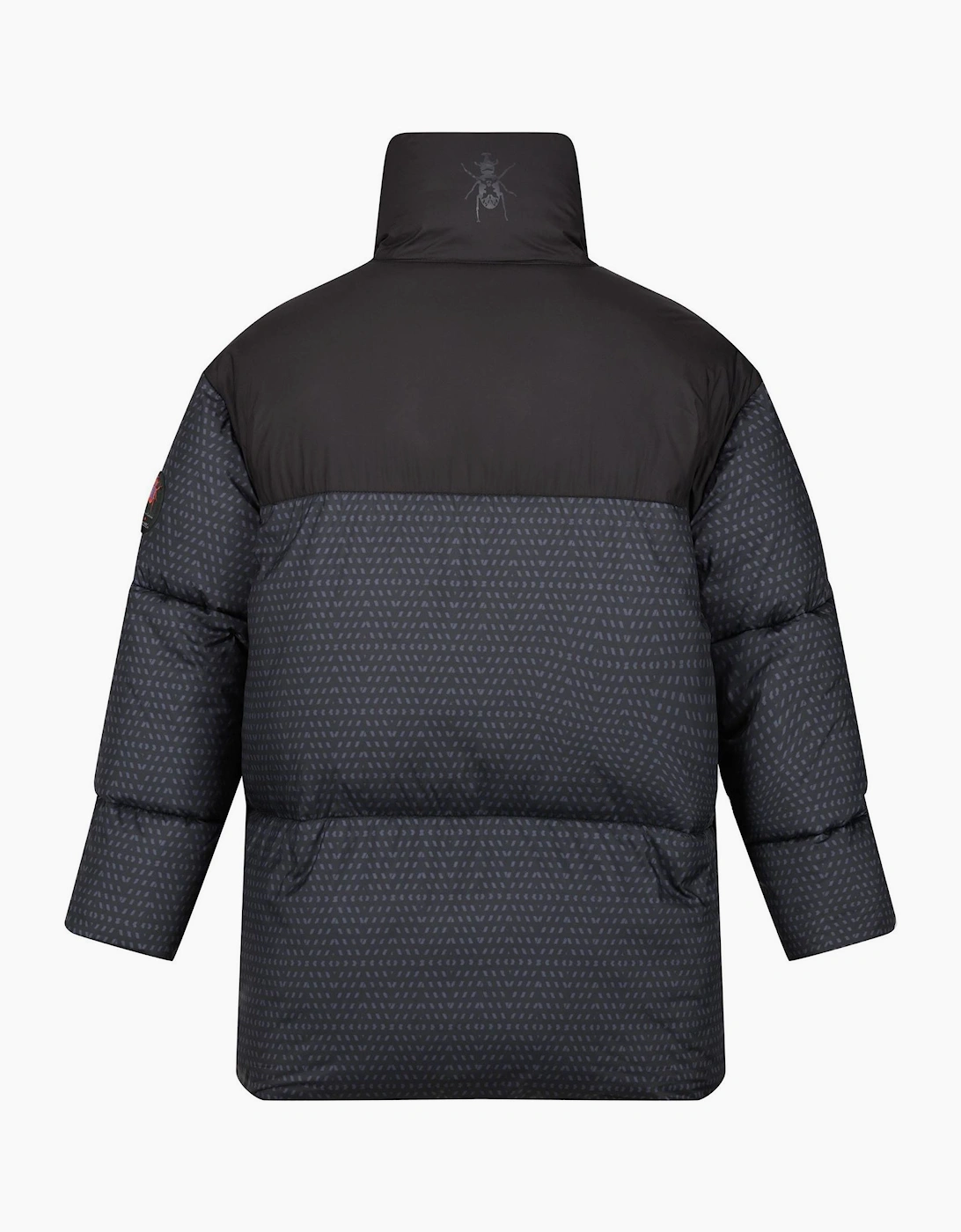 Solid Snap Button Puffer Jacket with Woven Cuff