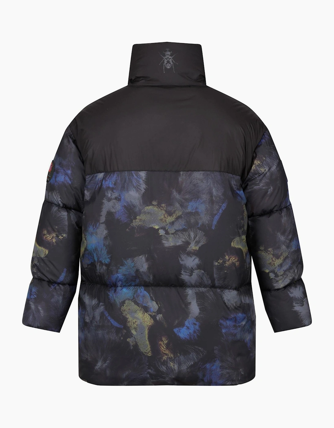Solid Snap Button Puffer Jacket with Woven Cuff