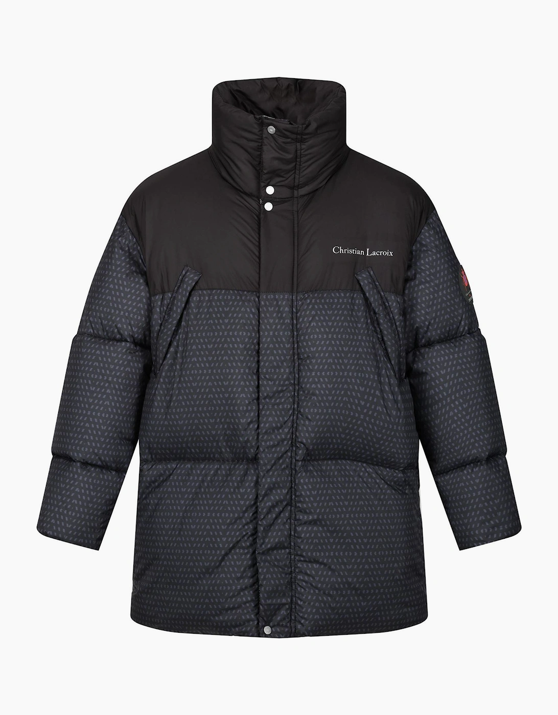 Solid Snap Button Puffer Jacket with Woven Cuff