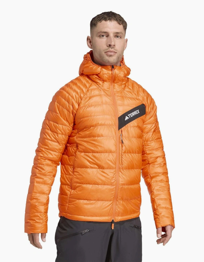 Hooded Down Jacket with Front and Zipped Pockets