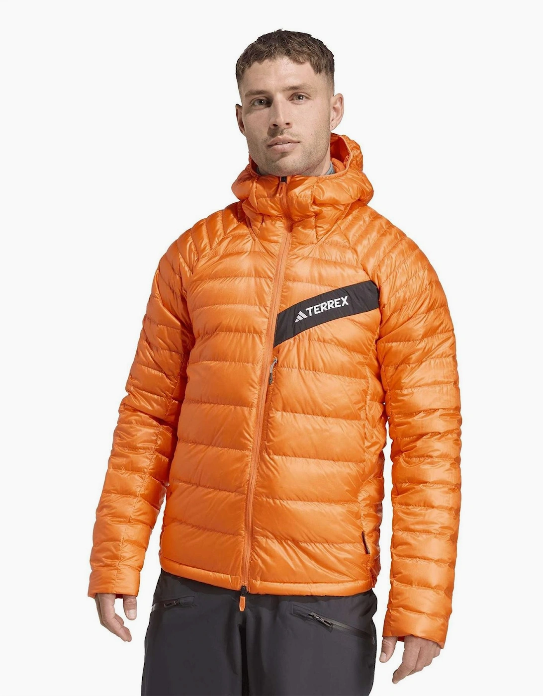 Hooded Down Jacket with Front and Zipped Pockets