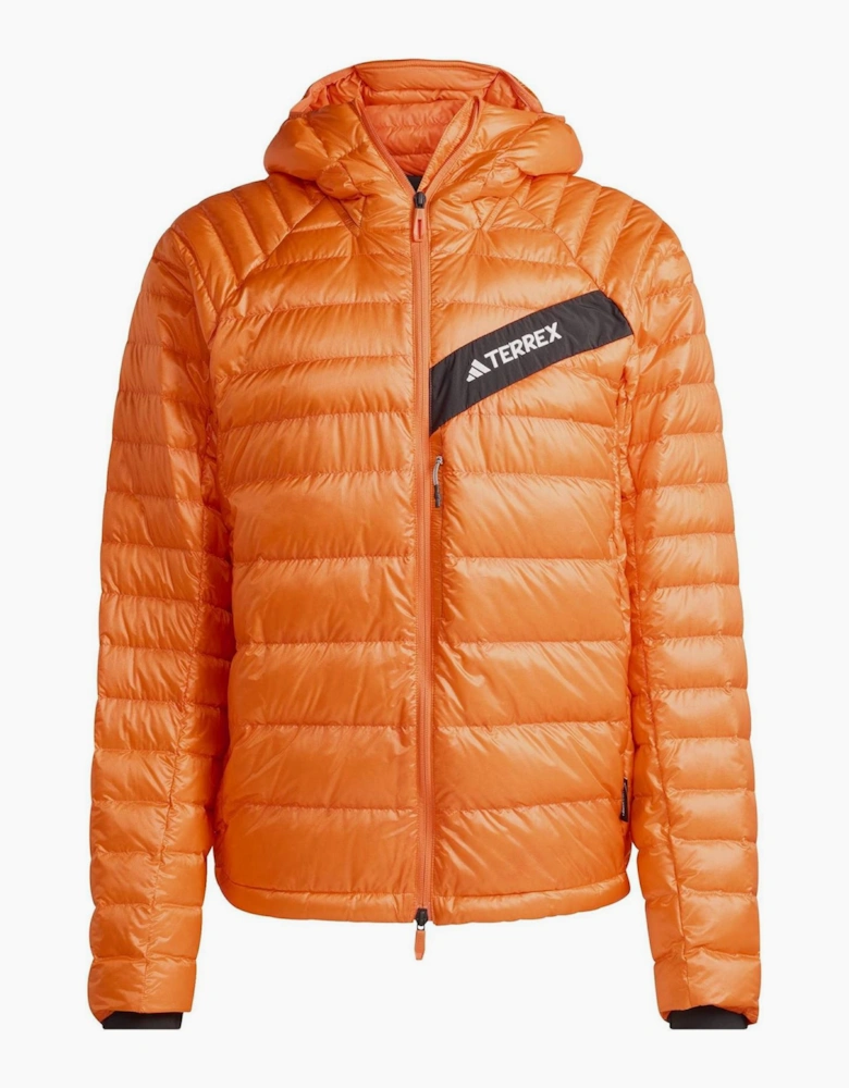 Hooded Down Jacket with Front and Zipped Pockets