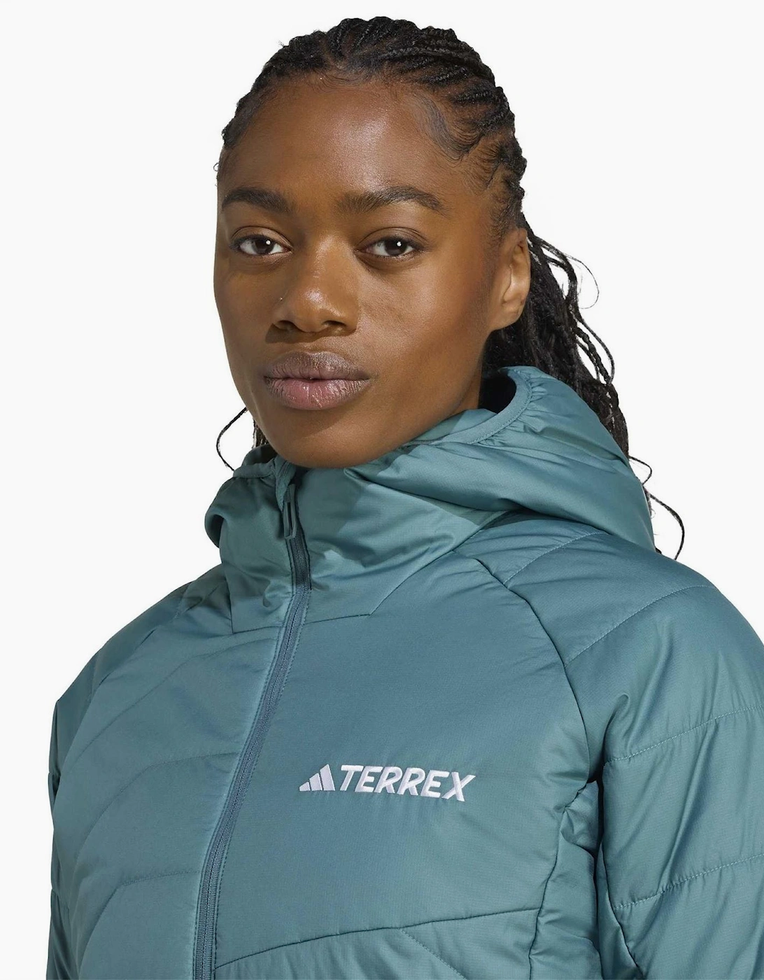 Hooded Puffer Jacket with Woven Cuff and Zipped Pocket