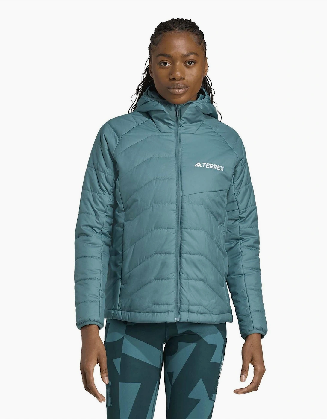 Hooded Puffer Jacket with Woven Cuff and Zipped Pocket