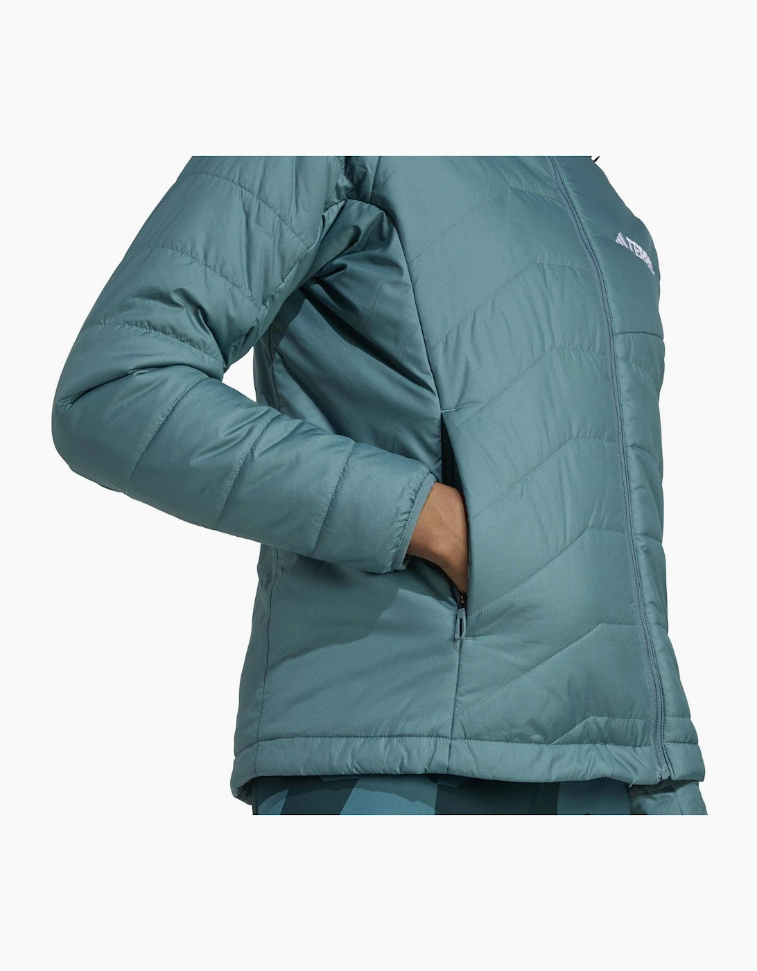 Hooded Puffer Jacket with Woven Cuff and Zipped Pocket