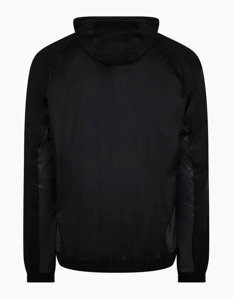 Hooded Windbreaker with Three Bar Logo and Side Stripes